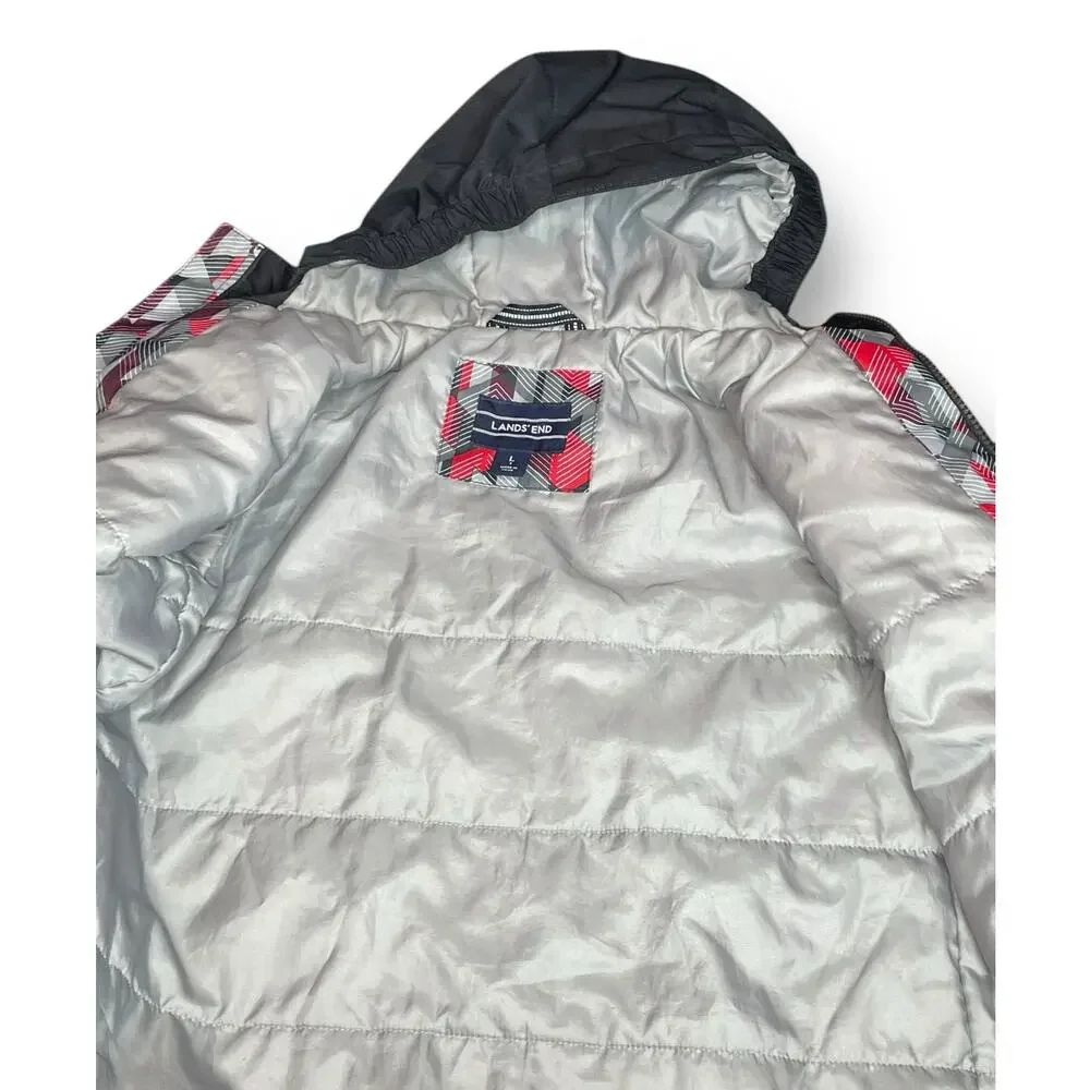 Lands End Kids Large 14/16 Squall Winter Jacket Hooded Insulated Geometric Coat